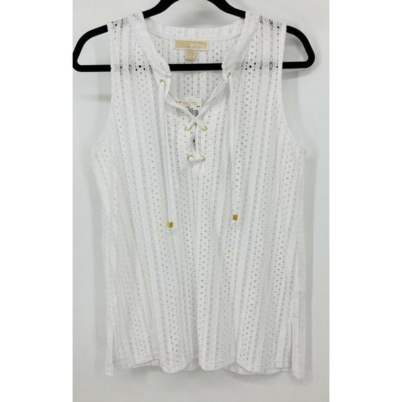 Michael Kors White Eyelet Top Blouse Medium M New - Picture 1 of 7